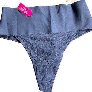 MAIDENFORM womens 2XL navy blue shapewear no pinch waistband thong panty DM0049